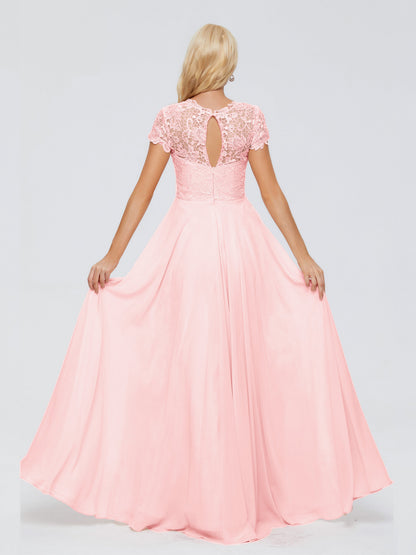 Cicinia Rose A-Line Cap Sleeves Lace Bridesmaid Dresses With Pockets