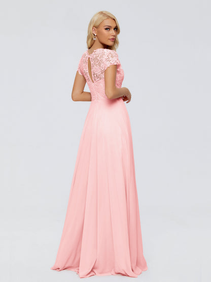 Cicinia Rose A-Line Cap Sleeves Lace Bridesmaid Dresses With Pockets