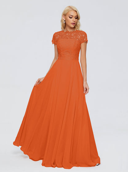 Cicinia Rose A-Line Cap Sleeves Lace Bridesmaid Dresses With Pockets