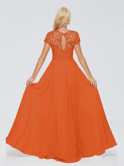 Cicinia Rose A-Line Cap Sleeves Lace Bridesmaid Dresses With Pockets