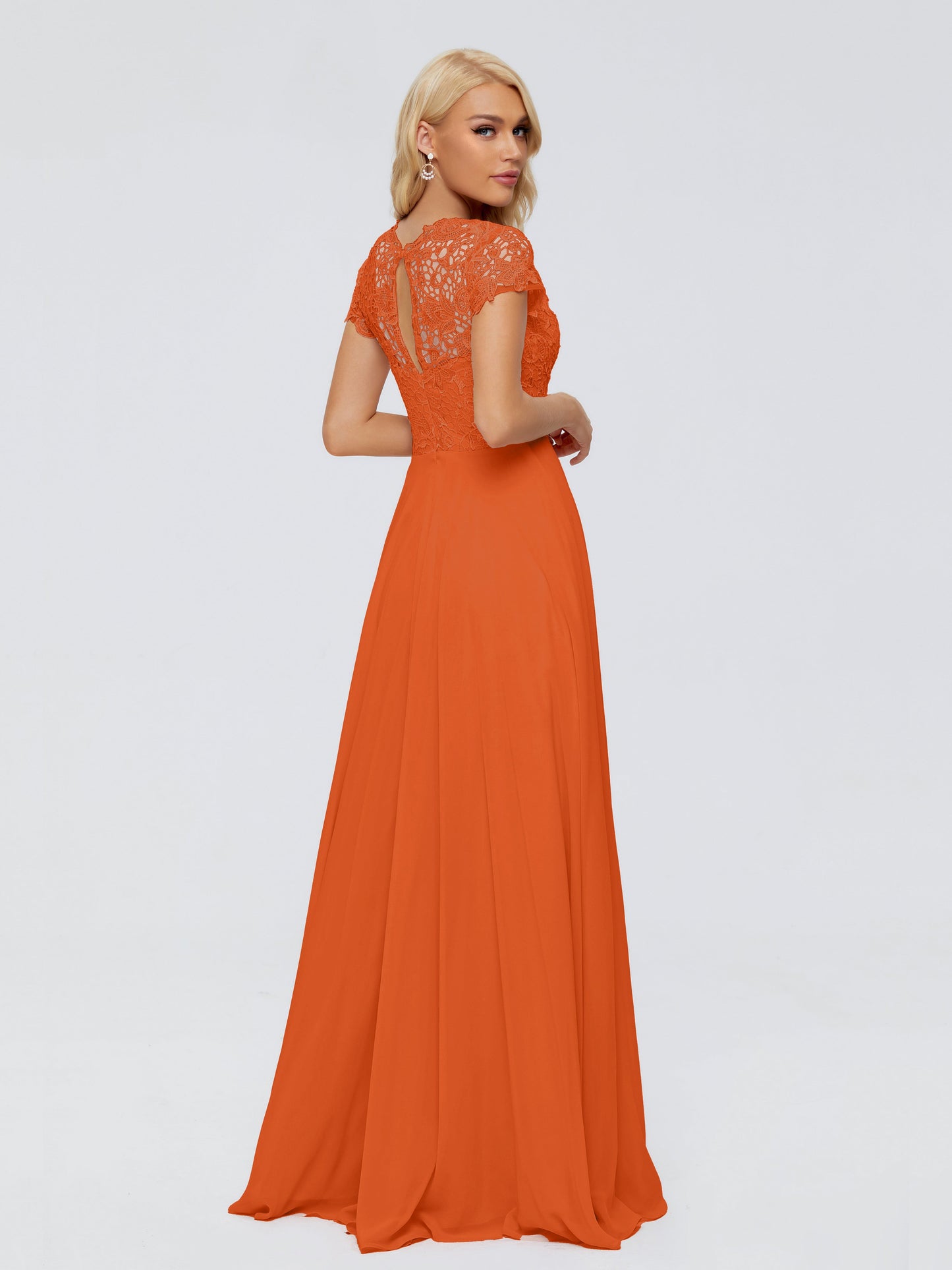 Cicinia Rose A-Line Cap Sleeves Lace Bridesmaid Dresses With Pockets