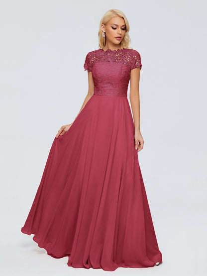 Cicinia Rose A-Line Cap Sleeves Lace Bridesmaid Dresses With Pockets