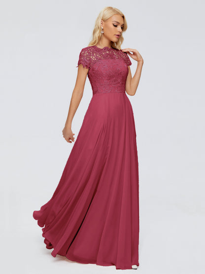 Cicinia Rose A-Line Cap Sleeves Lace Bridesmaid Dresses With Pockets
