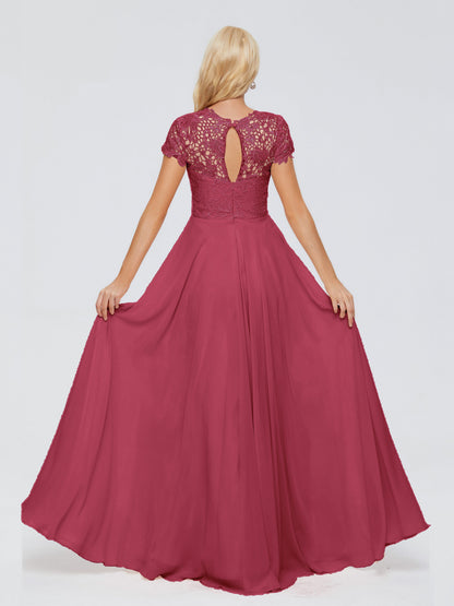Cicinia Rose A-Line Cap Sleeves Lace Bridesmaid Dresses With Pockets