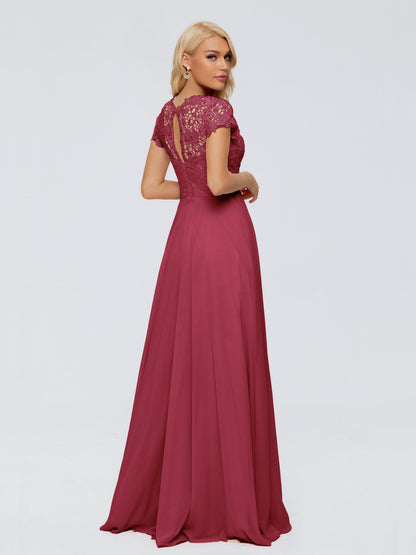 Cicinia Rose A-Line Cap Sleeves Lace Bridesmaid Dresses With Pockets