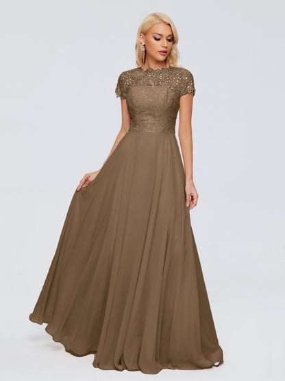 Cicinia Rose A-Line Cap Sleeves Lace Bridesmaid Dresses With Pockets