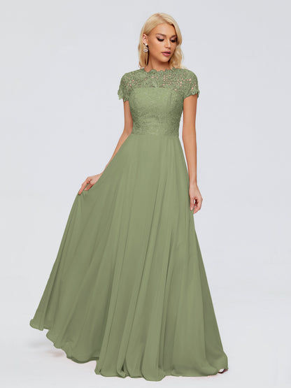 Cicinia Rose A-Line Cap Sleeves Lace Bridesmaid Dresses With Pockets