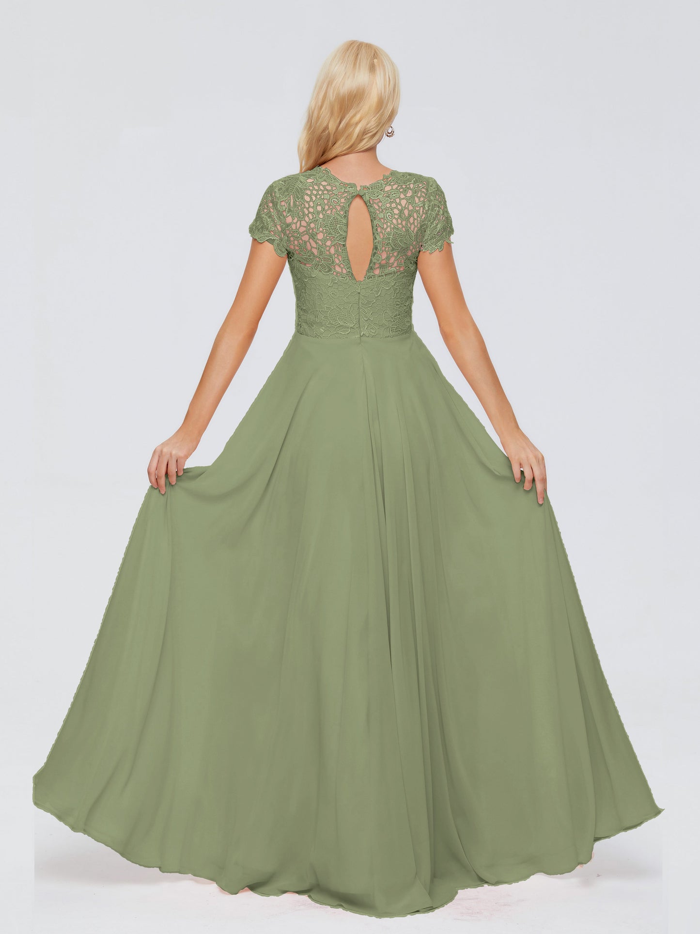 Cicinia Rose A-Line Cap Sleeves Lace Bridesmaid Dresses With Pockets