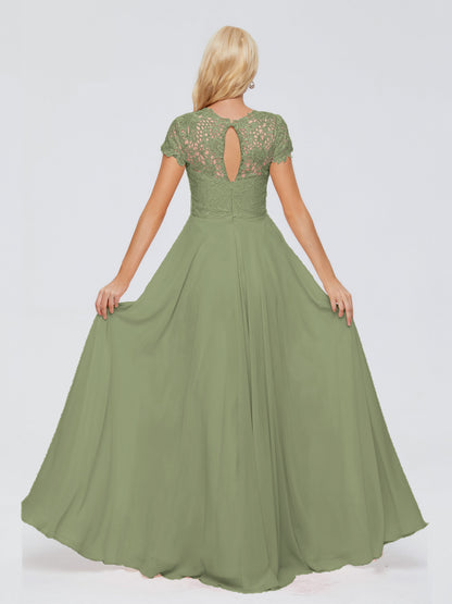 Cicinia Rose A-Line Cap Sleeves Lace Bridesmaid Dresses With Pockets