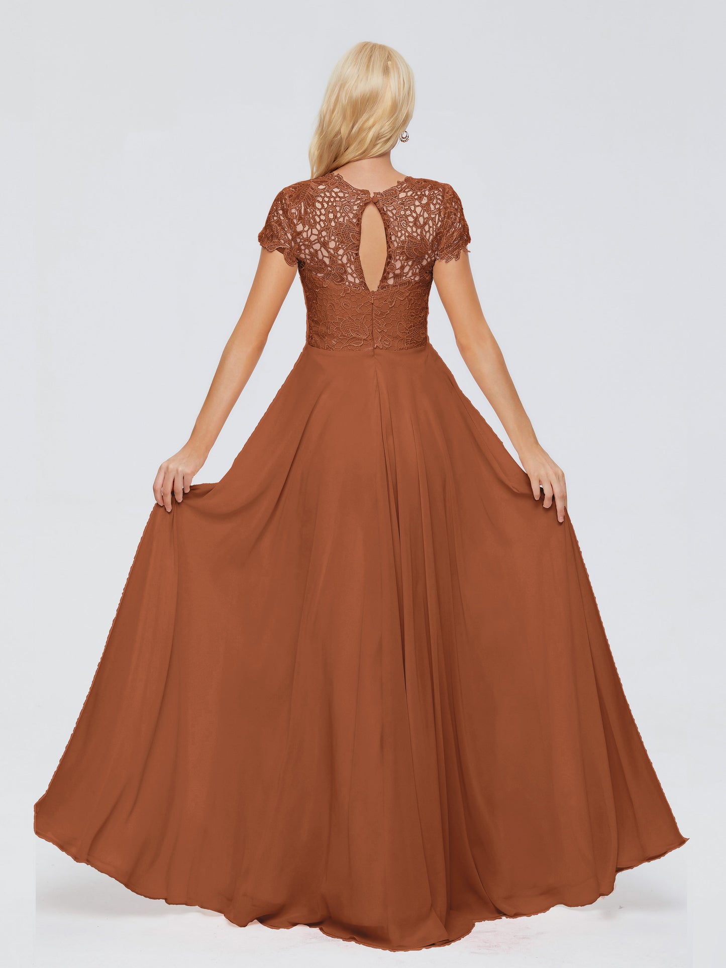 Cicinia Rose A-Line Cap Sleeves Lace Bridesmaid Dresses With Pockets