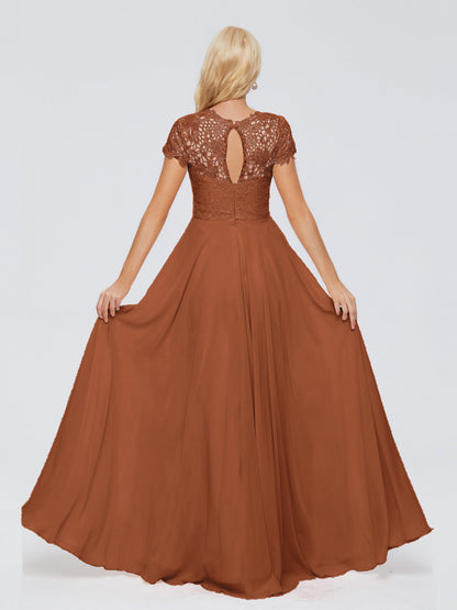 Cicinia Rose A-Line Cap Sleeves Lace Bridesmaid Dresses With Pockets