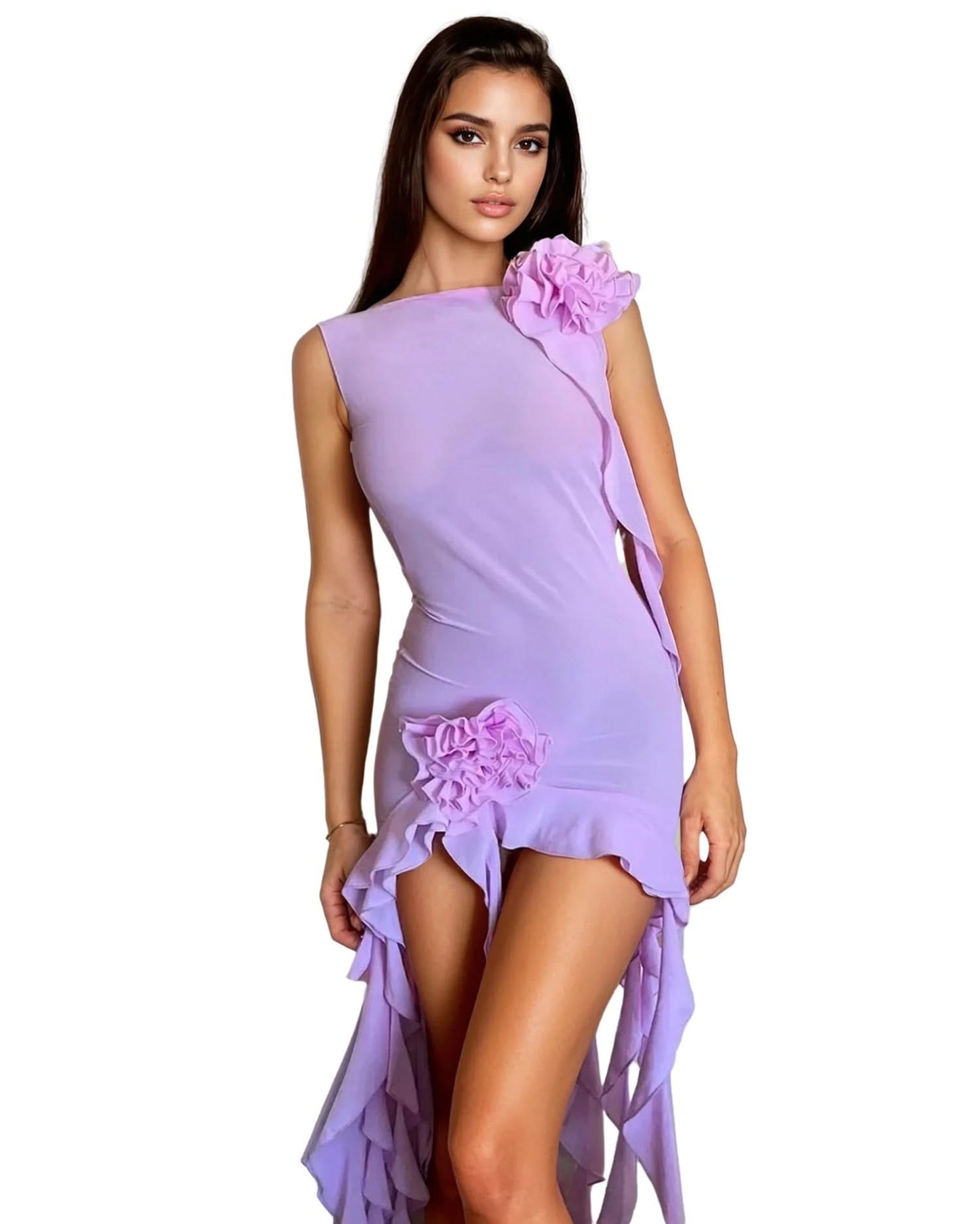 Sheer Ruffle Mini Dress - Sexy Party Style