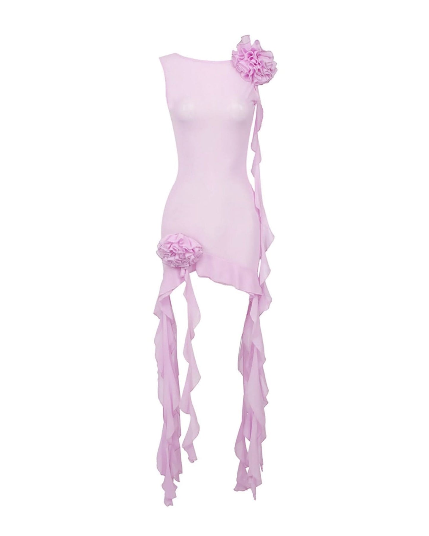 Sheer Ruffle Mini Dress - Sexy Party Style