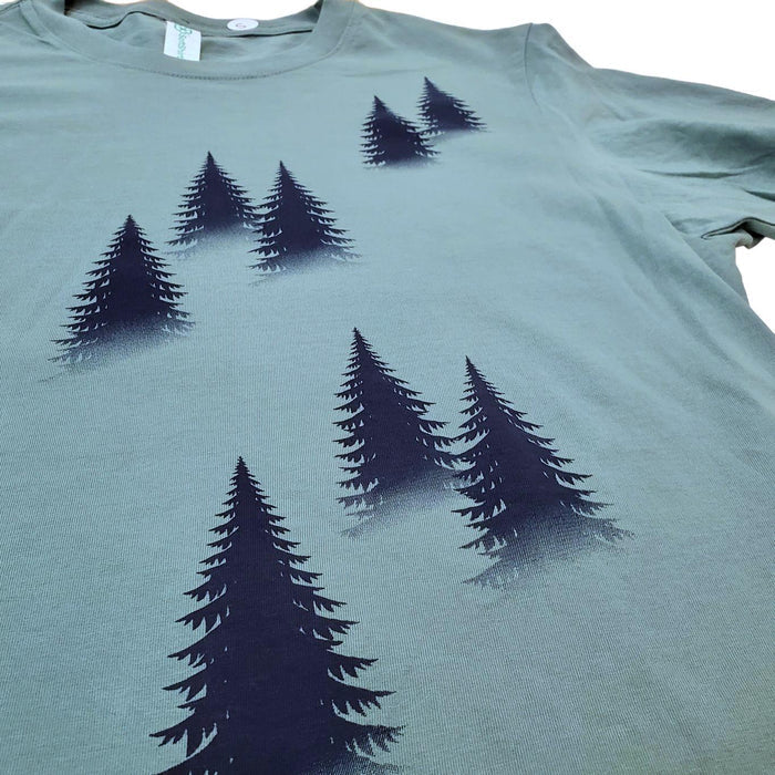 Short Sleeve - Trees Green Organic Cotton Tee by Uzura