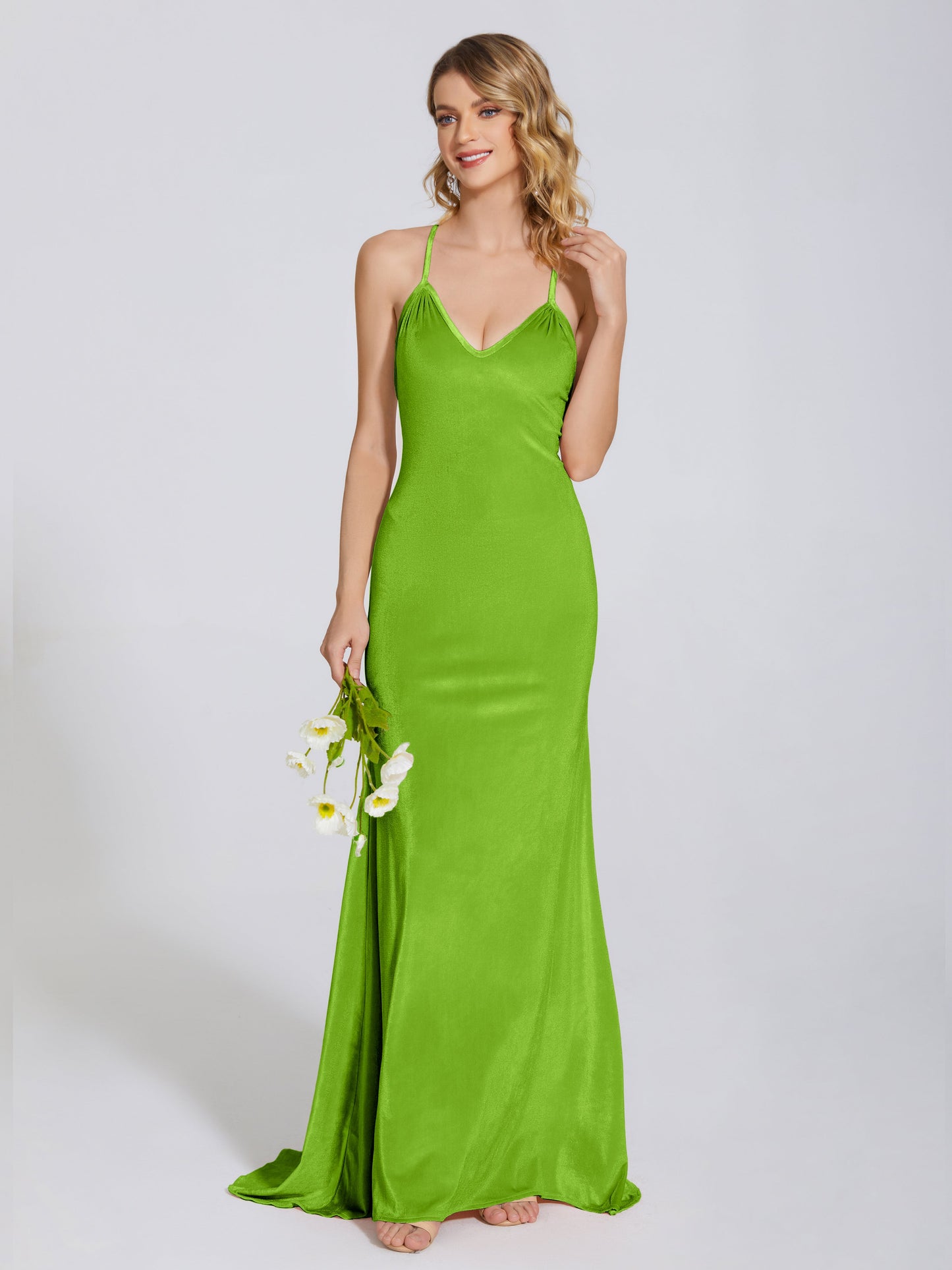 Sloane Spaghetti Straps Velvet Trumpet Bridesmaid Dress