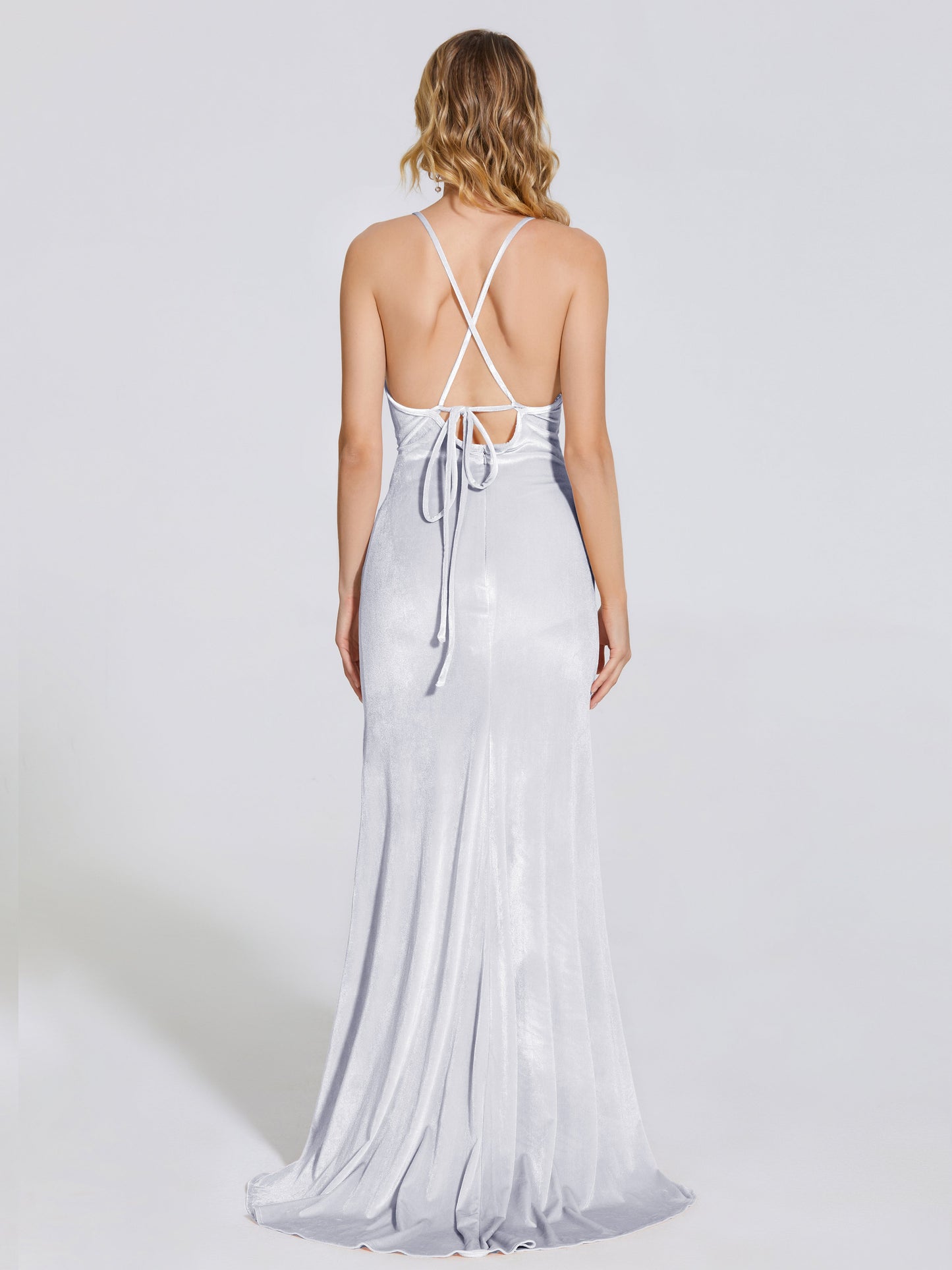 Sloane Spaghetti Straps Velvet Trumpet Bridesmaid Dress