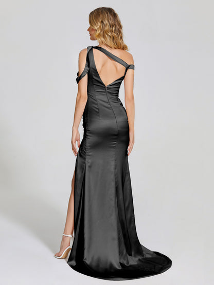 Rosalie Straps Side Slit Soft Satin Bridesmaid Dress
