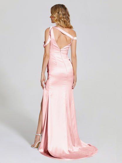 Rosalie Straps Side Slit Soft Satin Bridesmaid Dress