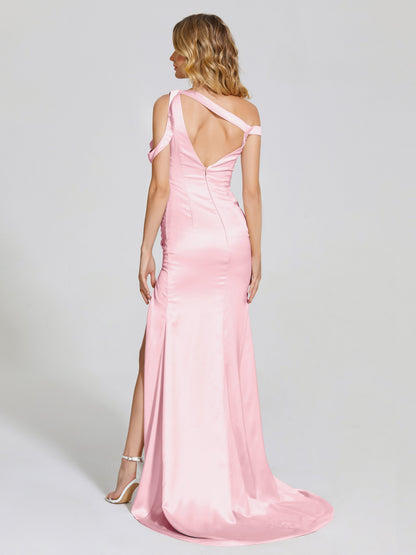Rosalie Straps Side Slit Soft Satin Bridesmaid Dress