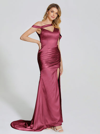 Rosalie Straps Side Slit Soft Satin Bridesmaid Dress