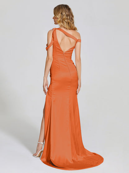 Rosalie Straps Side Slit Soft Satin Bridesmaid Dress