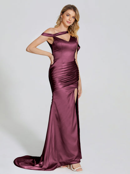 Rosalie Straps Side Slit Soft Satin Bridesmaid Dress