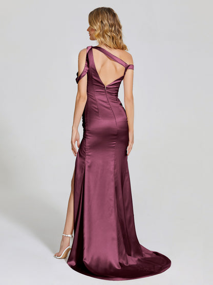 Rosalie Straps Side Slit Soft Satin Bridesmaid Dress