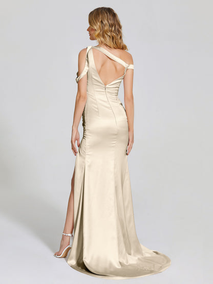 Rosalie Straps Side Slit Soft Satin Bridesmaid Dress