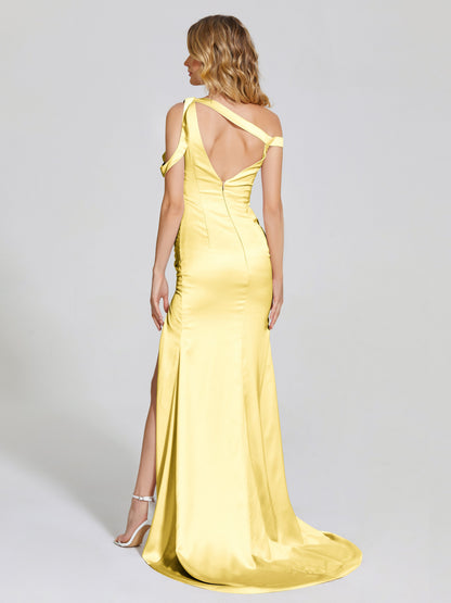 Rosalie Straps Side Slit Soft Satin Bridesmaid Dress