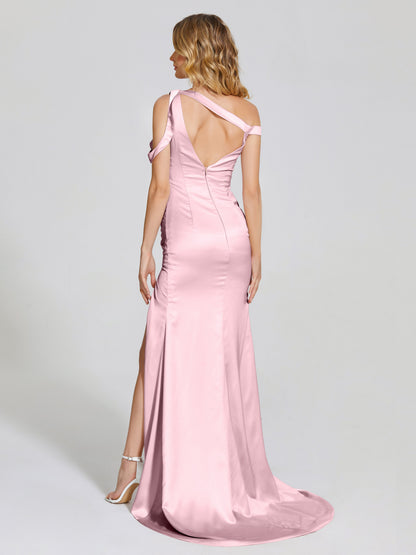 Rosalie Straps Side Slit Soft Satin Bridesmaid Dress