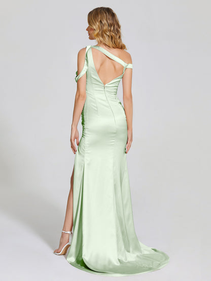 Rosalie Straps Side Slit Soft Satin Bridesmaid Dress