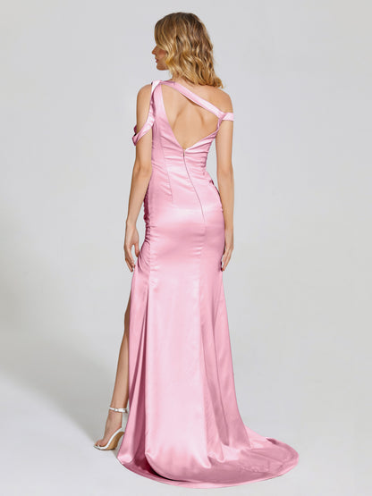 Rosalie Straps Side Slit Soft Satin Bridesmaid Dress