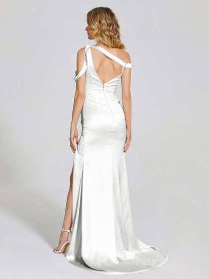 Rosalie Straps Side Slit Soft Satin Bridesmaid Dress