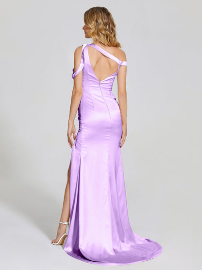 Rosalie Straps Side Slit Soft Satin Bridesmaid Dress