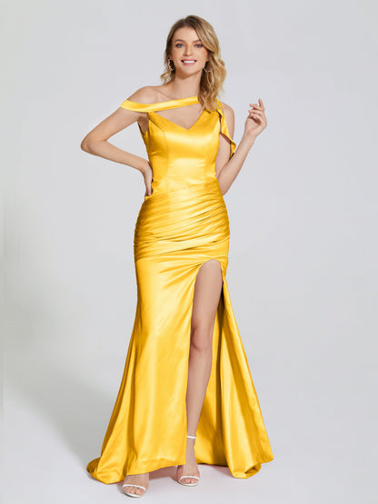 Rosalie Straps Side Slit Soft Satin Bridesmaid Dress
