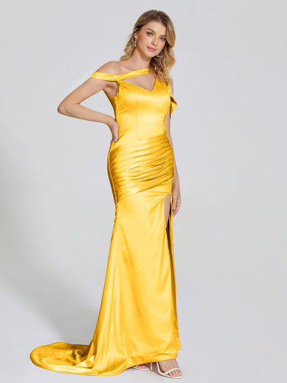 Rosalie Straps Side Slit Soft Satin Bridesmaid Dress