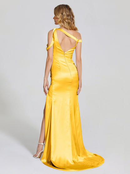 Rosalie Straps Side Slit Soft Satin Bridesmaid Dress