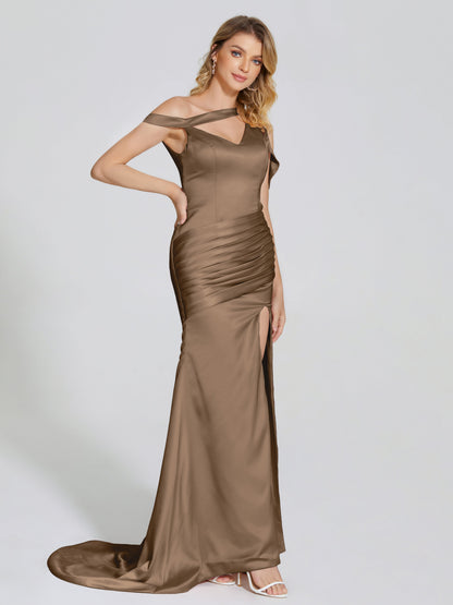 Rosalie Straps Side Slit Soft Satin Bridesmaid Dress