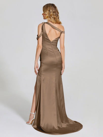 Rosalie Straps Side Slit Soft Satin Bridesmaid Dress