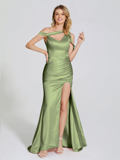 Rosalie Straps Side Slit Soft Satin Bridesmaid Dress