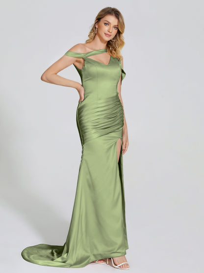 Rosalie Straps Side Slit Soft Satin Bridesmaid Dress