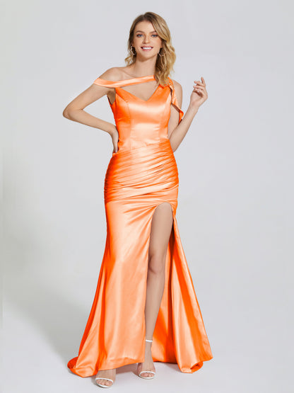 Rosalie Straps Side Slit Soft Satin Bridesmaid Dress