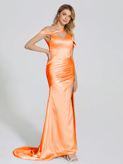Rosalie Straps Side Slit Soft Satin Bridesmaid Dress