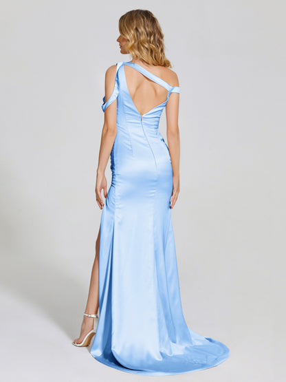 Rosalie Straps Side Slit Soft Satin Bridesmaid Dress