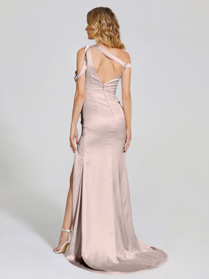 Rosalie Straps Side Slit Soft Satin Bridesmaid Dress