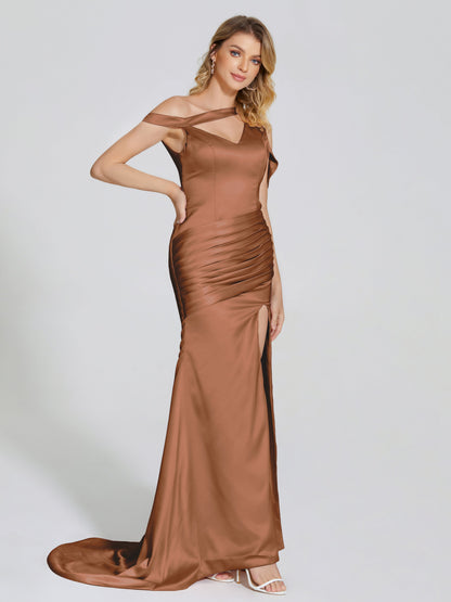 Rosalie Straps Side Slit Soft Satin Bridesmaid Dress