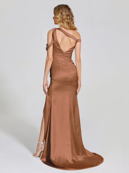 Rosalie Straps Side Slit Soft Satin Bridesmaid Dress