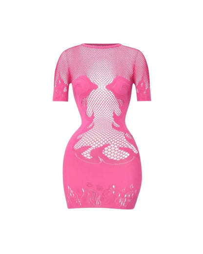 Stretch Bodycon Mini Dress - O Neck Slim Party Dress