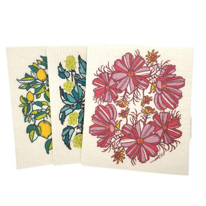 Swedish Dish Cloth - Pink Cosmos by Little Green