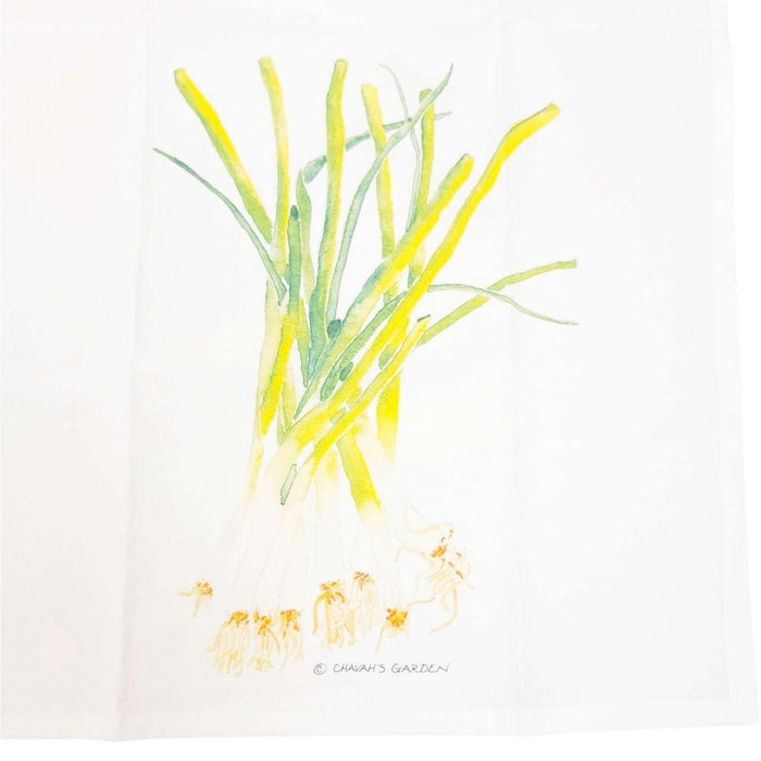 Tea Towel - Green Onions by Chavah's Garden